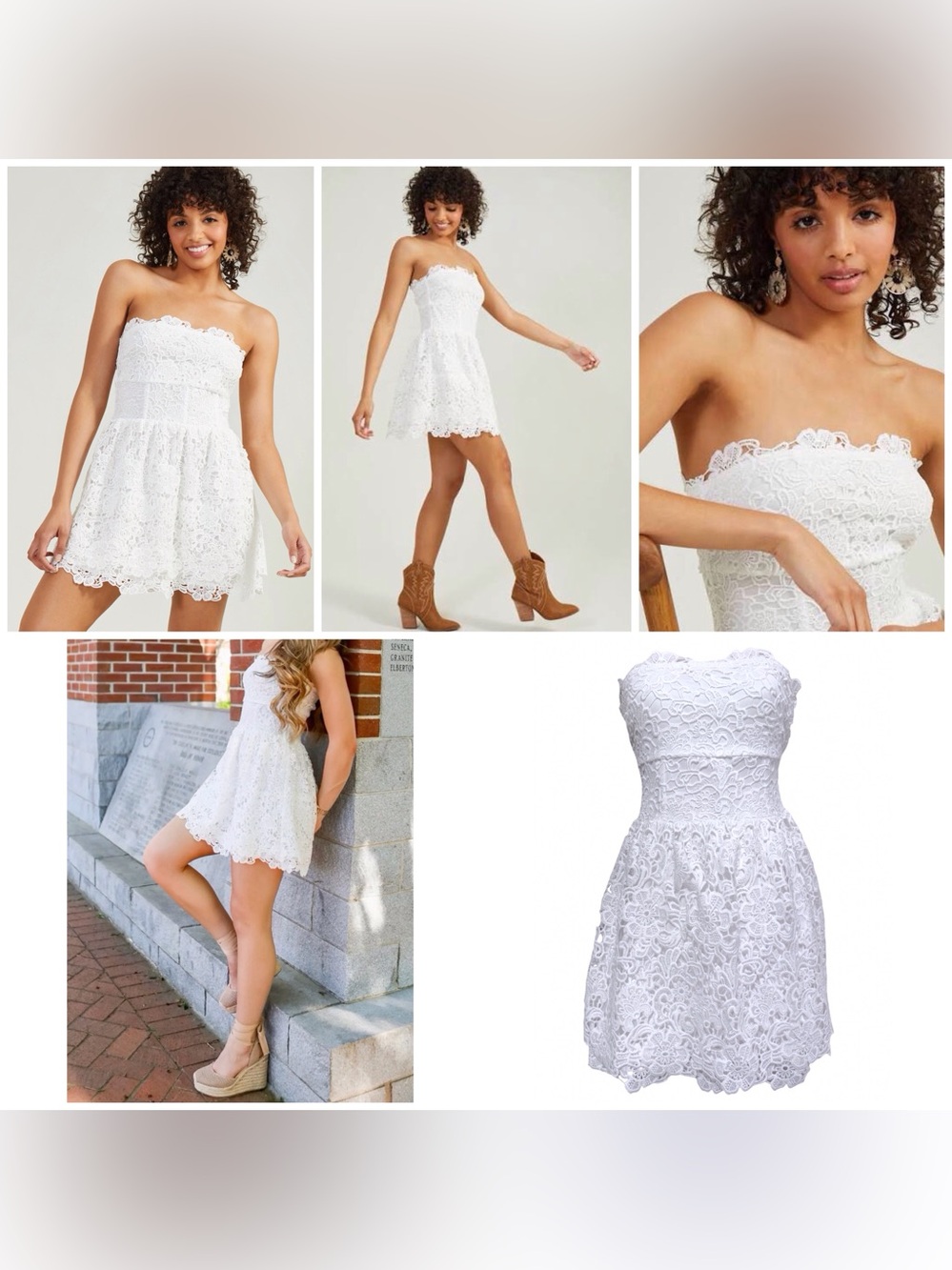 Altar’d State White Strapless Lace Mini Dress XSMALL